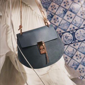 Chloe Drew Suede & Leather Saddle Crossbody Bag